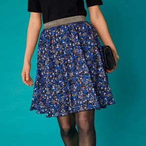 Blancheporte Krátká rozšířená sukně s potiskem květin modrá 52