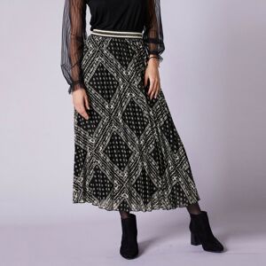 Blancheporte Dlouhá plisovaná sukně s potiskem černá/režná 46