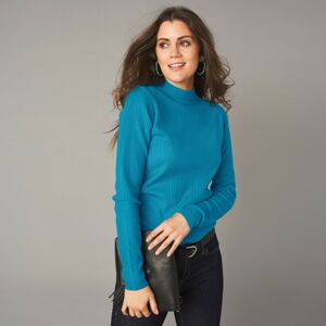 Blancheporte Žebrovaný pulovr se stojáčkem modrá 52