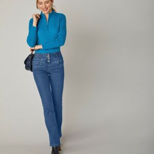 Blancheporte Bootcut džíny s vysokým pasem, vnitř. délka nohavic 75 cm modrá 40