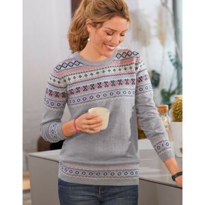 Blancheporte Žakárový pulovr s příměsí jehněčí vlny šedý melír 50