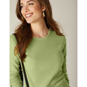 Blancheporte Žebrovaný pulovr s kulatým výstřihem zelenkavá 34/36