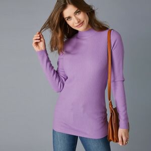 Blancheporte Žebrovaný pulovr se stojáčkem, délka cca 72 cm lila 54