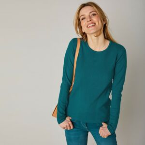 Blancheporte Žebrovaný pulovr s kulatým výstřihem zelená jedlová 52