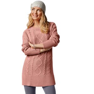 Blancheporte Tunikový pulovr s copánkovým vzorem růžové dřevo 52