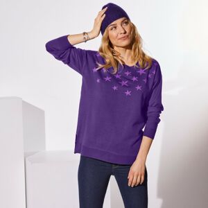 Blancheporte Žakárový pulovr s motivem hvězd fialová 52