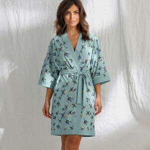 Blancheporte Kimono se 3/4 rukávy a potiskem, bio bavlna modrošedá 50