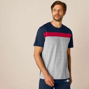 Blancheporte Pyžamové tričko s krátkými rukávy, trojbarevné nám.modrá/šedá melír 107/116 (XL)