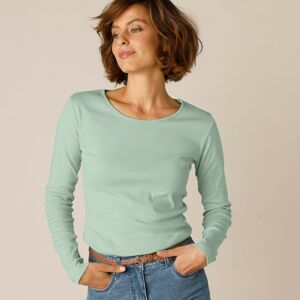 Blancheporte Jednobarevné tričko s dlouhými rukávy, bio bavlna šedozelená 42/44