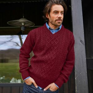 Blancheporte Irský pulovr s výstřihem do "V" bordó melír 127/136 (3XL)