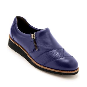 Blancheporte Kožené pohodlné boty na klínové podrážce, modré modrá 38