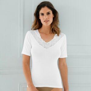 Blancheporte Sada 2 triček z bavlny a krajky bílá 50