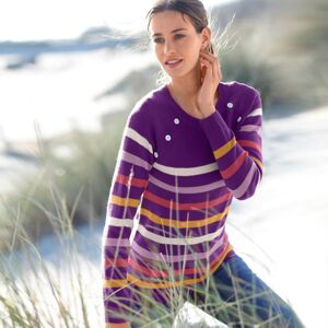 Blancheporte Pruhovaný pulovr s knoflíky fialová/vícebarevná 54