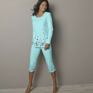 Blancheporte 3/4 pyžamové kalhoty s potiskem květin na koncích nohavic bledě modrá 54