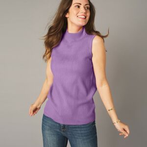 Blancheporte Žebrovaný pulovr bez rukávů lila 50