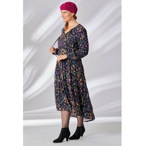 Blancheporte Dlouhé šaty s potiskem černá/purpurová 46
