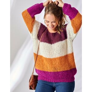 Blancheporte Pletený pulovr se širokými pruhy purpurová/režná 50
