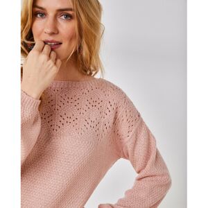 Blancheporte Ažurový pulovr s lodičkovým výstřihem růžová pudrová 50