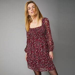 Blancheporte Šaty s potiskem a žabičkováním červená/černá 50