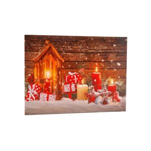 Blancheporte Svítící obraz s vánoční tematikou svíček a dárků kaštanová/červená/bílá