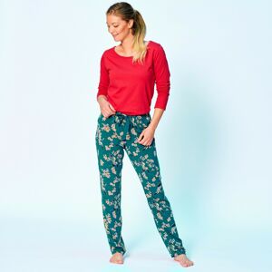 Blancheporte Pyžamové kalhoty s japonským vzorem smaragdová 34/36