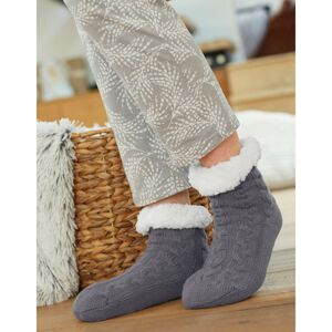 Blancheporte Bačkorové ponožky s copánkovým vzorem a protiskluzovou úpravou šedá 36/37
