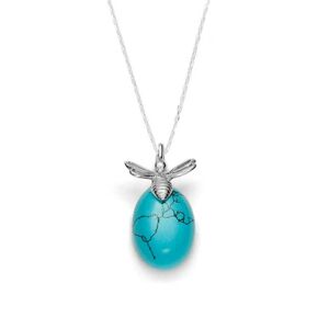 Blancheporte Stříbrný náhrdelník s tyrkysovým kamínkem "včela" tyrkysová náhrdelník