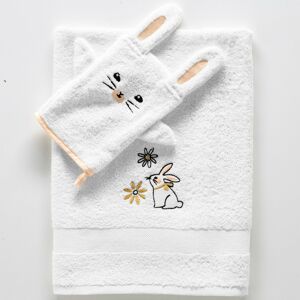 Blancheporte Dětská froté kolekce s výšivkou zajíčka, bavlna 380g/m2 bílá ručník 50x100cm+ žínka