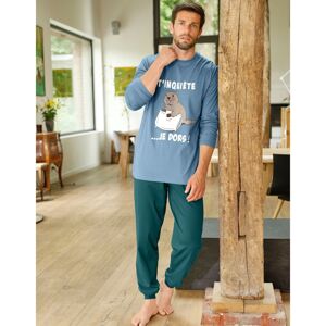 Blancheporte Pyžamo s kalhotami, dlouhými rukávy a potiskem sviště modrá/zelená 97/106 (L)
