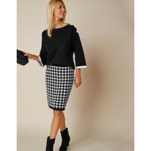 Blancheporte Žakárová sukně se vzorem kohoutí stopy černá/bílá 52