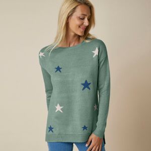 Blancheporte Žakárový pulovr s hvězdičkami khaki 42/44