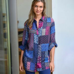 Blancheporte Košile s patchwork vzorem indigo/purpurová 44