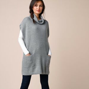 Blancheporte Tunikový pulovr bez rukávů šedý melír 42/44