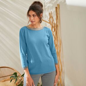Blancheporte Dvoubarevný pulovr s lodičkovým výstřihem, třpytivé vlákno modrošedá 34/36