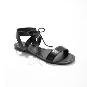Blancheporte Ploché sandály se šňůrkami na zavázání, černé černá 37