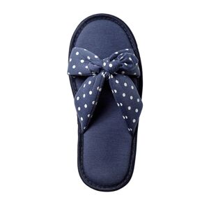 Blancheporte Ploché pantofle s mašlí a otevřenou špičkou, potisk puntíků námořnická modrá 39
