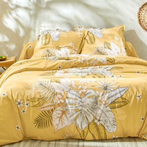 Blancheporte Povlečení Elyse, bavlna, s potiskem květin a palmových listů medová povlak na pol.65x65cm, lemu