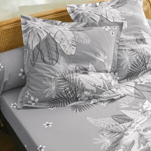 Blancheporte Povlečení Elyse, bavlna, s potiskem květin a palmových listů šedá povlak na přikrývku 240x220cm