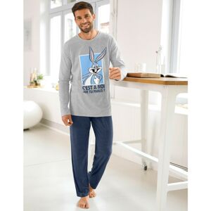 Blancheporte Pyžamo Bugs Bunny s kalhotami a dlouhými rukávy modrá/šedá 117/126 (XXL)
