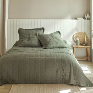 Blancheporte Jednobarevný prošívaný přehoz na postel s geometrickým designem khaki povlak na polštář 65x65cm