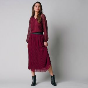 Blancheporte Dlouhá plisovaná sukně z voálu švestková 52