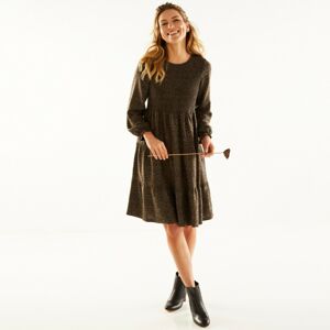 Blancheporte Žabičkované šaty s dlouhým rukávem, jednobarevné nebo s potiskem bronzová/černá 54