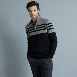 Blancheporte Pruhovaný pulovr se stojáčkem, kašmírový na dotek černá/šedý melír 97/106 (L)