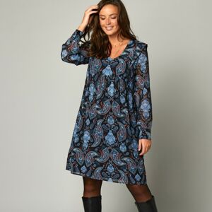 Blancheporte Rozšířené šaty s potiskem černá/modrá 52