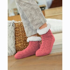 Blancheporte Bačkorové ponožky s copánkovým vzorem a protiskluzovou úpravou růžová 40/41