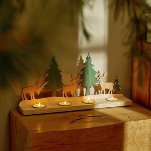 Blancheporte Svícen na čajové svíčky s motivem sobů a stromečků dřevo