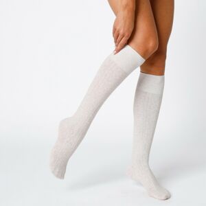 Blancheporte Sada 2 párů vysokých ponožek s copánkovým vzorem béžová+antracitová 39/42