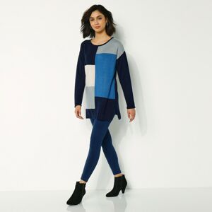 Blancheporte Dlouhý pulovr s geometrickým vzorem nám. modrá/modrá 50