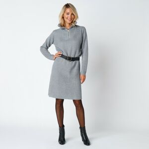 Blancheporte Pulovrové šaty se stojáčkem na zip, mohérové na dotek šedý melír 42/44