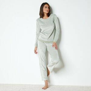 Blancheporte Sametové pyžamo se třpytivými detaily zelenkavá 50